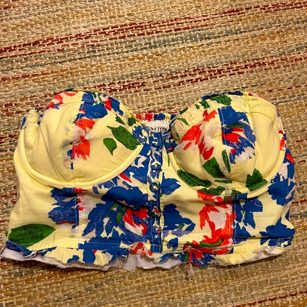 Abercrombie & Fitch Floral Corset-Style Bra Crop Top - Picture 1 of 3